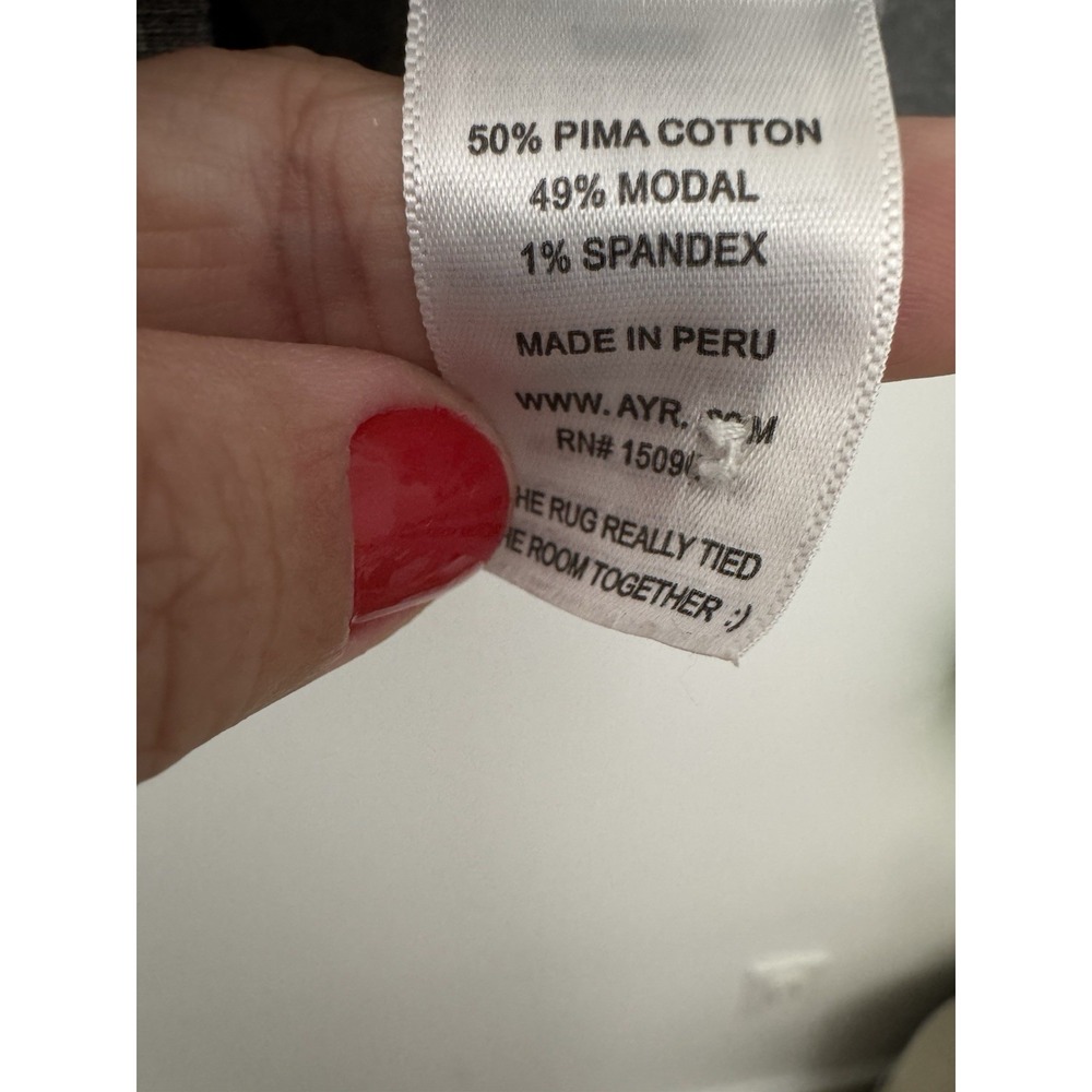 AYR 'The Exec' Ribbed Pima Cotton Sz XL Petite Classic Chic Preppy Soft Lounge - Picture 4 of 6